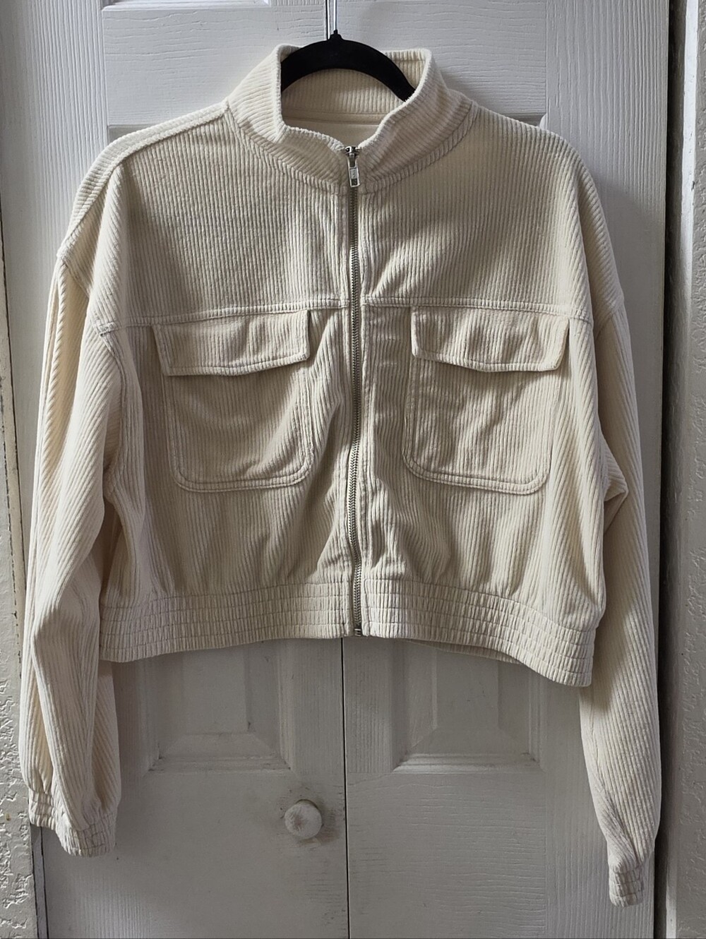 Aerie Groove On Velour Corduroy Zip Up Crop Jacket  Women’s Size L